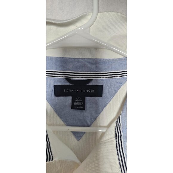 Tommy Hilfiger Polo Shirt Men’s Large White Short Sleeve New Without Tags - Picture 2 of 3